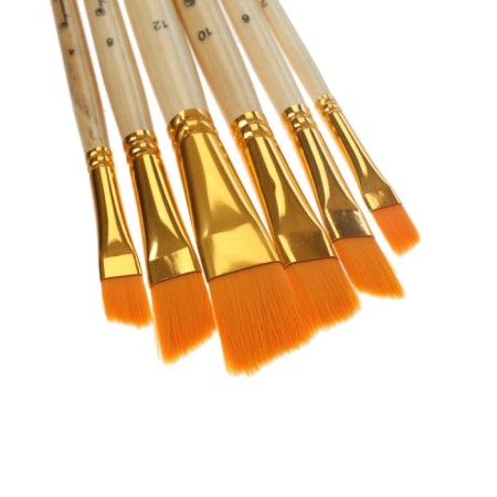 System of brushes synthetics are flat 6 pieces (No. 2,4,6,8,10,12), beveled, in a blister-2