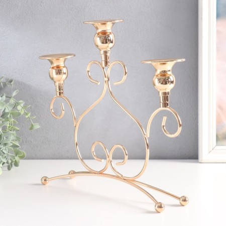 Summary metal for 3 candles "curls" d-2.5 cm gold 27.5x9x25.6 cm-3