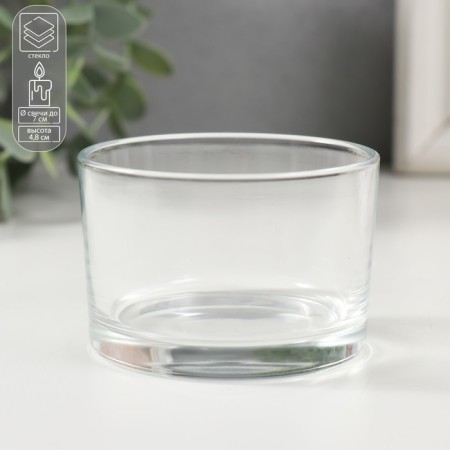 Glass of Glass for 1 candle "Round" transparent 7.4x7.4x4.8 cm