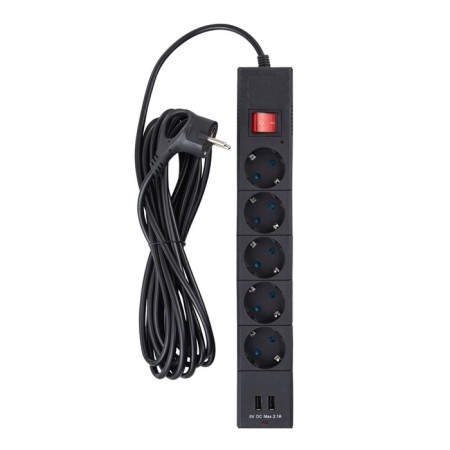 Network filter, 5 nests, 5m, s/h, curtains, PVS 3 IP0.75, 2USB, 2200W, 10A, Chern 32589 5-1