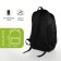 Youth backpack with a zipper, 4 pockets, black/green color