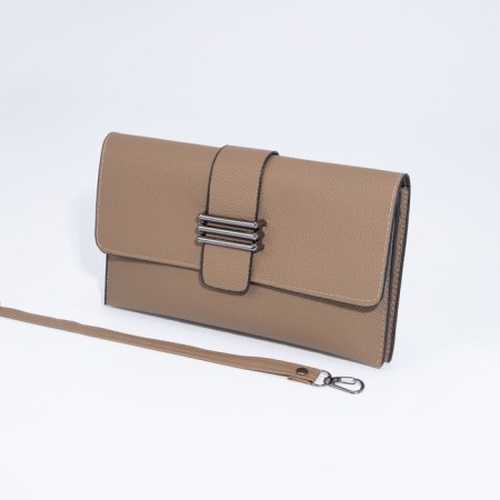 Bag-clate on magnet, long belt, beige color-4
