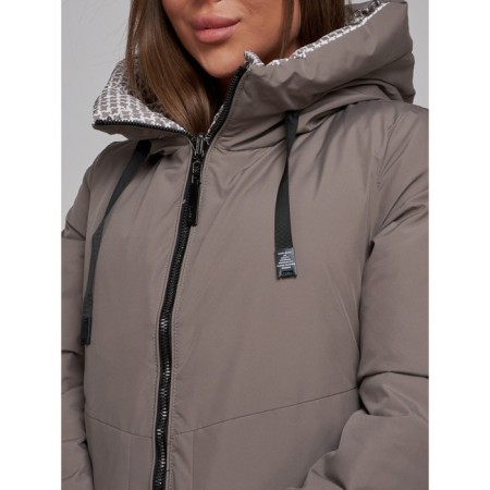 Coat insulated two -sided female, size 48, brown color-11
