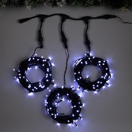 Girlyand "Clip-Light" 3 threads of 10 m, IP44, UMS, dark thread, 198 LED, white glow, 8 modes, 24 V