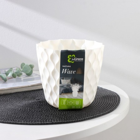 Pot for flowers with a pallet "Wave", 1.4 l, d = 14.5 cm, snow -white color-3