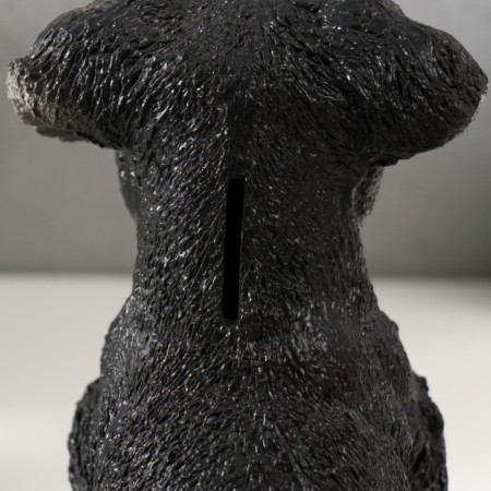 Piggy bank "Mittel puppy" height 17 cm, width 11.5 cm, length 16.5 cm black and white-5