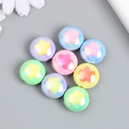 Busina Plastic "Flat ball. Flower" Gloss Povar Mix 1.7x1.7 cm