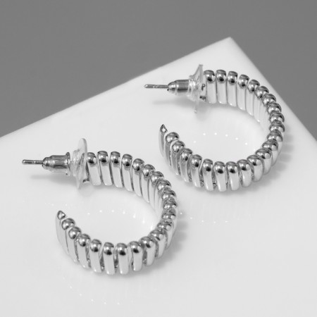 Earrings Metal "Geometry" path of acara, mini, silver color, d = 2.2 cm-1