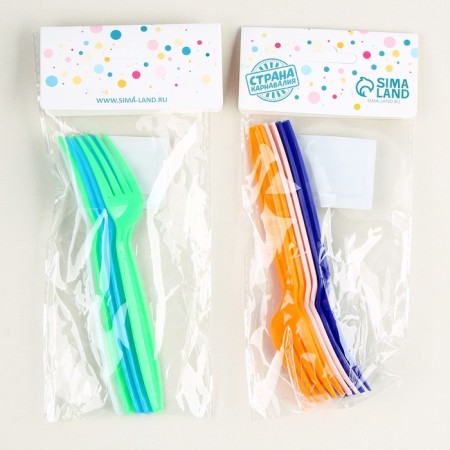 Plastic forks, 6 pcs., Mix colors-6