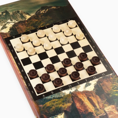 Backgammon "lion", wooden board 60 x 60 cm, with a field for playing checkers-3