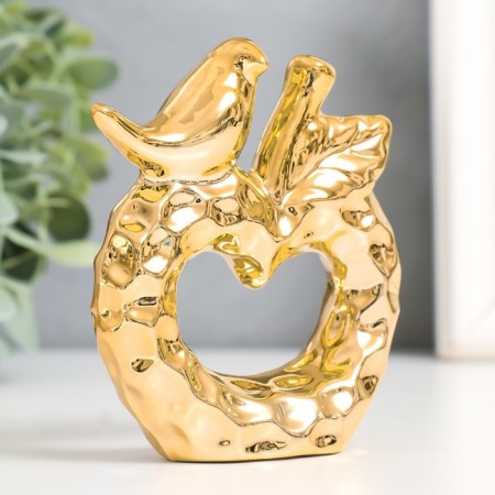 Souvenir Ceramics "Bird on an apple" Gold 10.3x3.3x10.3 cm-3