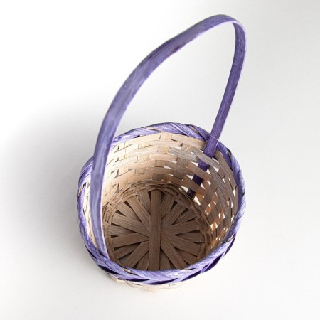 Wicker basket (bamboo), 17 x 9 x 30cm, white-violet-2