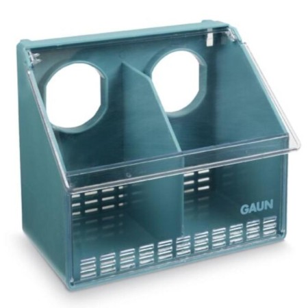 Pigeon feeder, 2 sections, plastic, blue