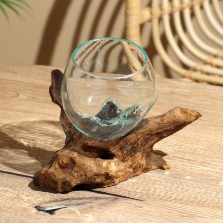Vazon Glass on the Wood "Classic" 15x15x18 cm-1