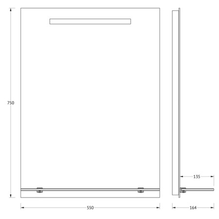EvoForm mirror, with a shelf, built-in LED light, 3.5 watts, 55 cm, 55x75 cm-1