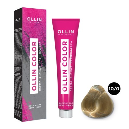 Cream-color hair Permanent Ollin Professional Color, tone 10/0 light blond, 60 ml