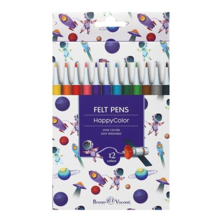Flomasters 12 colors BrunovisConti Happycolor, mix-5