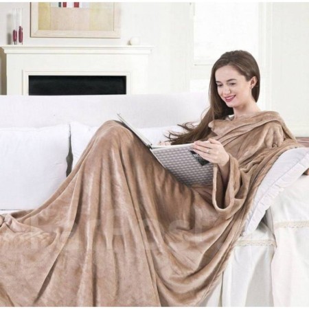 Sleeves plaid, beige color, 150x200 cm, sleeve - 27x52 cm, Aerosoft