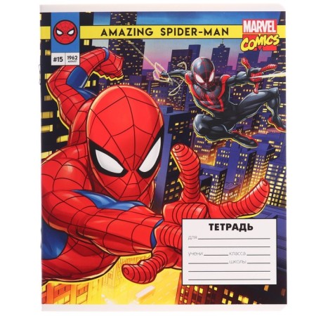 Notebook in a cage 12 sheets, 5 types of mix, cover coated cardboard, spider-man-6
