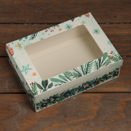 The box is folding, the lid is, with the “New Year tree” window 21 x 15 x 7 cm-1