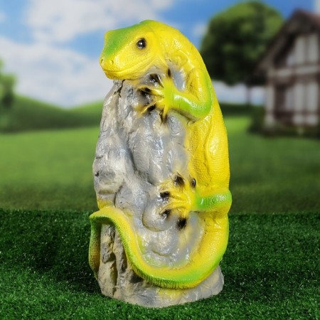 Садовая фигура "Игуана на камне" 38см-1