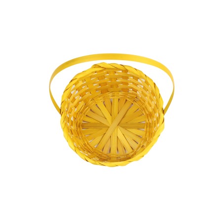 Wicker basket 20 x 20 x 9 cm, handle h = 25 cm, yellow-5