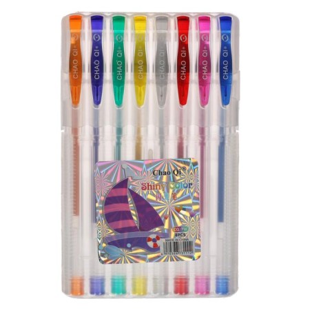 A set of gel pens, 8 colors, in a plastic box-1