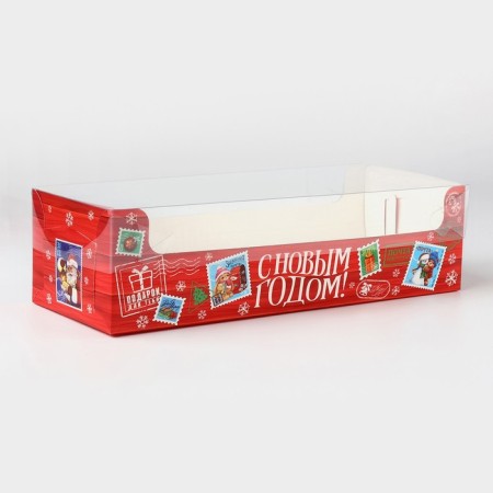 Box for confectionery products with PVC "Post", 30 x 8 x 11 cm, new year-1
