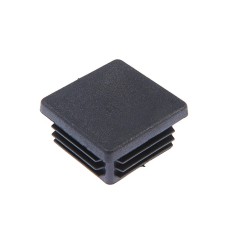 The plug for pipes is square, 50x50 mm, black