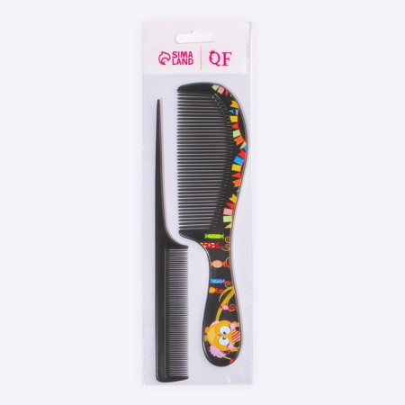 Combination of combs, 2 items, black color-5