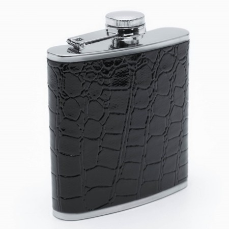 Gift set 4 in 1 "Black Crocodile": Flake 180 ml, funnel, 2 glasses, 17 x 18 cm-2