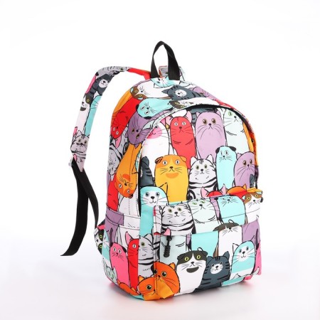 School backpack from textiles with a zipper, 4 pockets, wallet, colorful color-3