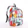 School backpack from textiles with a zipper, 4 pockets, wallet, colorful color