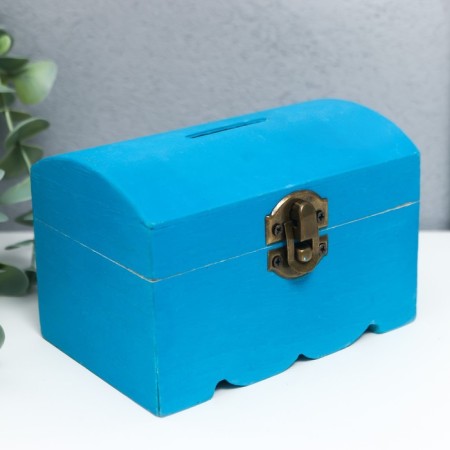 Casket wood "chest" blue 8x8x12 cm