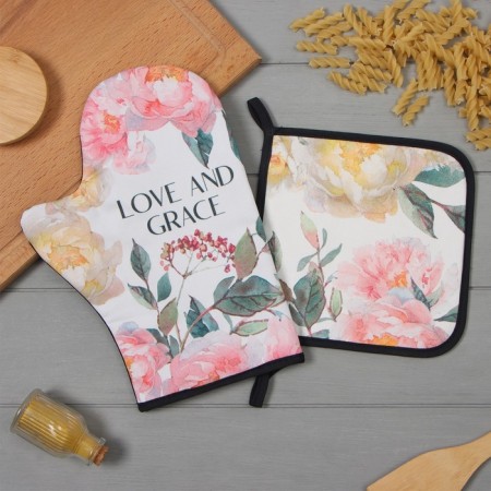 Set of kitchen. Ethel "Love and Grace" Mittens-Obel 20x28cm, 19x19cm Squeezing, 100% HL