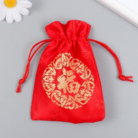 Souvenir bag "Hieroglyph happiness" red 10x13 cm-1
