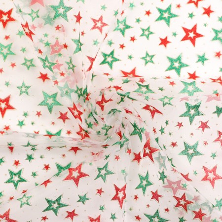 Organza flap, stars, 100 × 150 cm