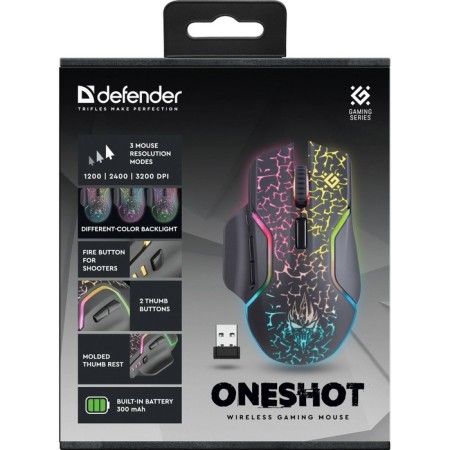 Mouse Defender OneShot GM-067, wireless, optical, 3200DPI, black-9