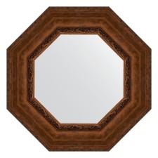 Mirror in the baguette frame, aged bronze with an ornament of 120 mm, 62.6x62.6 cm