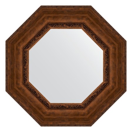 Mirror in the baguette frame, aged bronze with an ornament of 120 mm, 62.6x62.6 cm