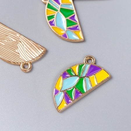 Decor for creativity metal, enamel "colorful half" 2x1 cm