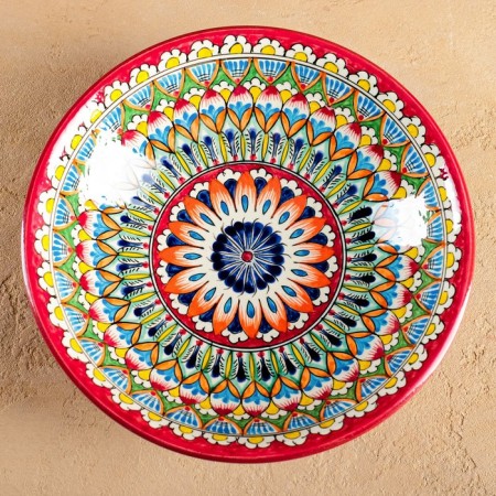 Buditsa Rishtan ceramics "Patterns", 23 cm, red-1