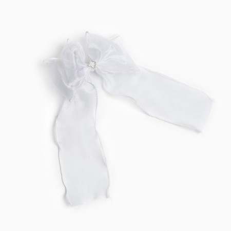Outlet. Hair bow on elastic band, white, 6x25 cm, princesses-3