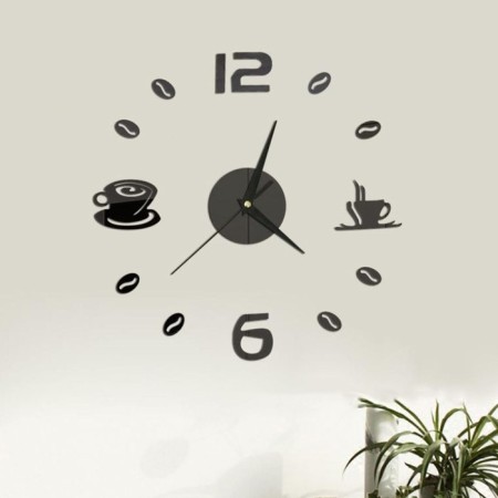 Wall-wall clocks for the kitchen, 3D "Coffee time", large, D-50 cm-2