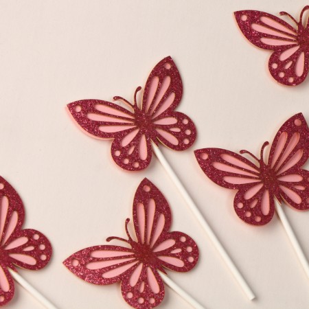 Set for decoration "Brilling butterflies", set of 5 pcs., Pink color