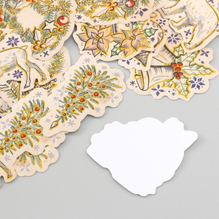 Stickers for creativity "New Year. Vintage" embossing gold set 48 pcs 9x7x0.8 cm-4