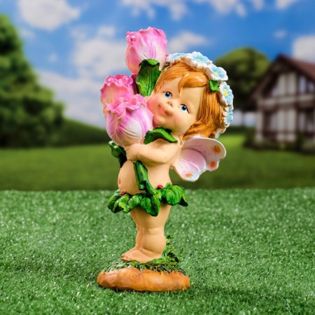 Garden figure "Flower Fairy with tulips" 10x10x21cm