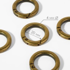 Carabin ring is flat, d = 20/28 mm, thickness - 4 mm, 5 pcs, bronze color