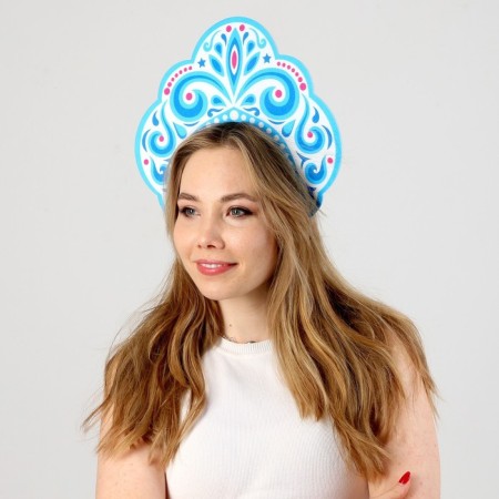 Carnival kokoshnik "Winter Queen" from felt, with application-3