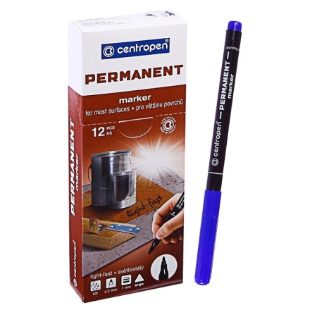 Permanent marker 2.0 mm centropen 2536, line 1mm, blue, light -resistant color
